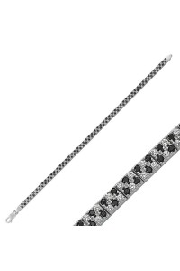 925 Ayar Gümüş Siyah Beyaz Taşlı Su Yolu Bileklik