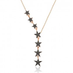 925 Ayar Gümüş Siyah Kayan Yıldızlar Kadın Gümüş Kolye 925 Ayar Gümüş Siyah Kayan Yıldızlar Kadın Gümüş Kolye