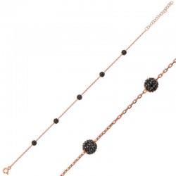 925 Ayar Gümüş Rose Siyah Toplu Bileklik 925 Ayar Gümüş Rose Siyah Toplu Bileklik