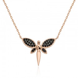 Gümüş Rose Siyah Yusufçuk Bayan Kolye Gümüş Rose Siyah Yusufçuk Bayan Kolye