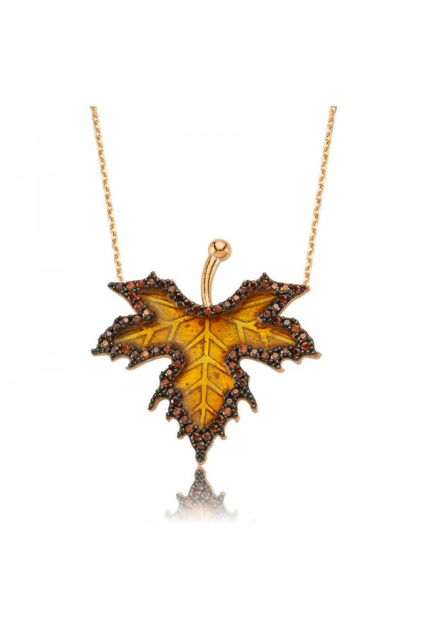 925 Ayar Gümüş Sonbahar Çınar Yaprağı Kadın Gümüş Kolye 925 Ayar Gümüş Sonbahar Çınar Yaprağı Kadın Gümüş Kolye