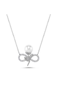 925 Ayar Gümüş Sonsuz İnci Kadın Gümüş Kolye