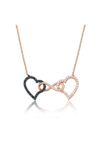 925 Ayar Gümüş Sonsuzluk İki Kalp Kadın Gümüş Kolye