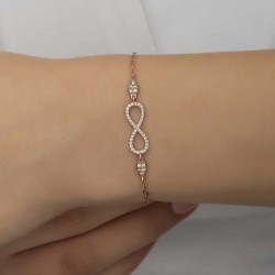 925 Ayar Gümüş Rose Sonsuzluk Kadın Bileklik 925 Ayar Gümüş Rose Sonsuzluk Kadın Bileklik