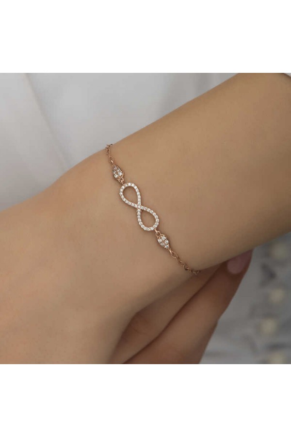 925 Ayar Gümüş Rose Sonsuzluk Kadın Bileklik 925 Ayar Gümüş Rose Sonsuzluk Kadın Bileklik