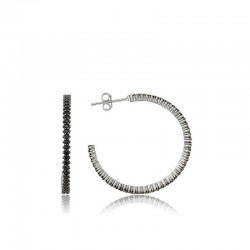 925 Ayar Gümüş Tamtur Siyah Taşlı Küpe