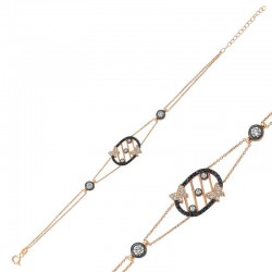 925 Ayar Gümüş Rose Taşlı Kelebek Bileklik 925 Ayar Gümüş Rose Taşlı Kelebek Bileklik