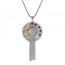 925 Ayar Gümüş Telkari Mavi Taşlı Kadın Gümüş Kolye