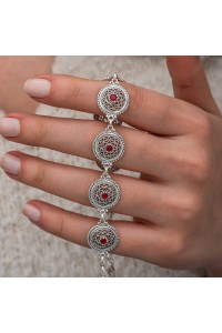 Gümüş Telkari Yakut Taşlı Kadın Bileklik