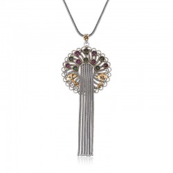 Gümüş Telkari Yakut Zümrüt Renkli Taşlı Kadın kolye