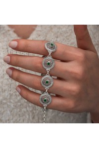 Gümüş Telkari Zümrüt Taşlı Kadın Bileklik Gümüş Telkari Zümrüt Taşlı Kadın Bileklik