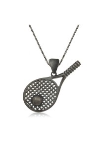 925 Ayar Gümüş Tenis Raketi Unisex Gümüş Kolye