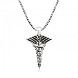 ​925 Ayar Gümüş Tıp Sembolü Kadüse Erkek Kolye