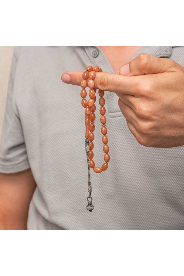 Gümüş Top Kazaz Püsküllü Sıkma Kehribar Tesbih Gümüş Top Kazaz Püsküllü Sıkma Kehribar Tesbih