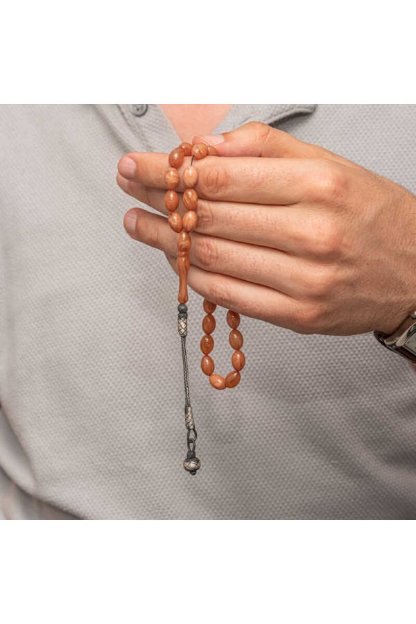 Gümüş Top Kazaz Püsküllü Sıkma Kehribar Tesbih Gümüş Top Kazaz Püsküllü Sıkma Kehribar Tesbih