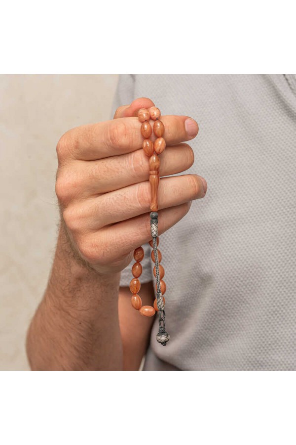 Gümüş Top Kazaz Püsküllü Sıkma Kehribar Tesbih Gümüş Top Kazaz Püsküllü Sıkma Kehribar Tesbih