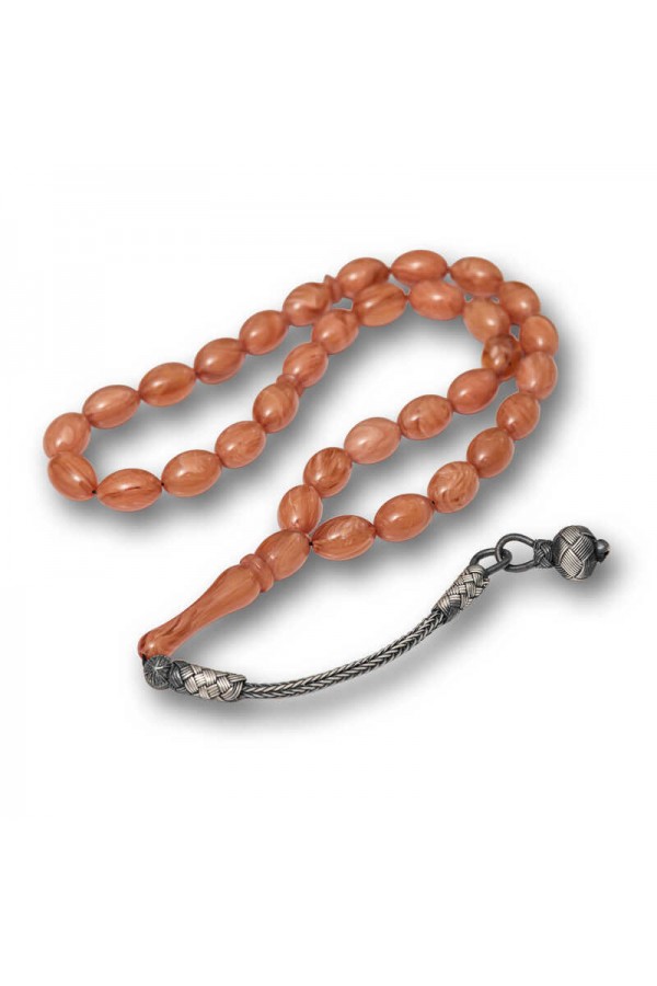 Gümüş Top Kazaz Püsküllü Sıkma Kehribar Tesbih Gümüş Top Kazaz Püsküllü Sıkma Kehribar Tesbih