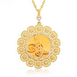 925 Ayar Gümüş Tuğralı Altın Kaplama Kadın Gümüş Kolye 925 Ayar Gümüş Tuğralı Altın Kaplama Kadın Gümüş Kolye