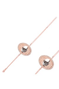 925 Ayar Gümüş Rose Tuğralı Bileklik