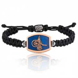 925 Ayar Gümüş Tuğralı Makrome Erkek Bileklik 925 Ayar Gümüş Tuğralı Makrome Erkek Bileklik