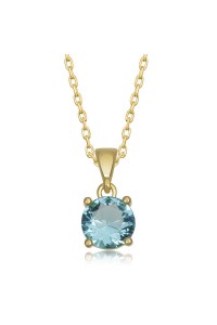 925 Ayar Gümüş Gold Turkuaz Kristal Yuvarlak Taşlı Kadın Gümüş Kolye 925 Ayar Gümüş Gold Turkuaz Kristal Yuvarlak Taşlı Kadın Gümüş Kolye