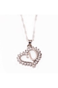 925 Ayar Gümüş U Harfi Kalpli Kadın Gümüş Kolye