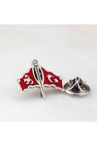 925 Ayar Gümüş Üç Hilal Türk Bayrağı Rozet