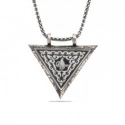 925 Ayar Gümüş Üçgen İçi Açılabilen Tuğra Muskalık Gümüş Kolye