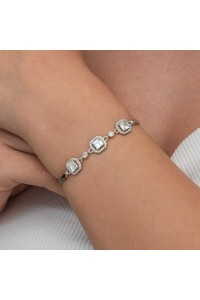 Gümüş Üçlü Kare Kadın Bileklik