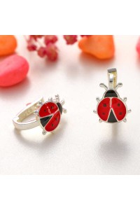 Gümüş Uğur Böceği Çocuk Küpesi