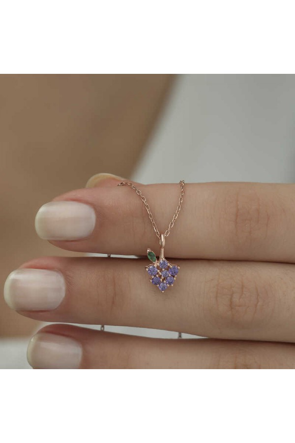 925 Ayar Gümüş Rose Üzüm Figürlü Meyve Kolye 925 Ayar Gümüş Rose Üzüm Figürlü Meyve Kolye