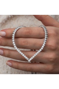 Gümüş V Model Su Yolu Kadın Kolye