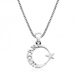 ​925 Ayar Gümüş Vatan Yazılı Ay Yıldız Erkek Kolye