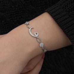 925 Ayar Gümüş Vav Kadın Bileklik 925 Ayar Gümüş Vav Kadın Bileklik