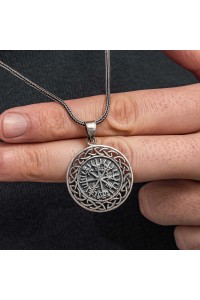 Gümüş Viking Pusula Erkek Kolye