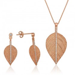 925 Ayar Gümüş Yaprak İkili Set 925 Ayar Gümüş Yaprak İkili Set