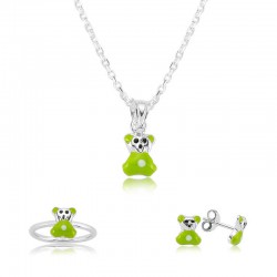 Gümüş Yeşil Ayıcık Çocuk Set Gümüş Yeşil Ayıcık Çocuk Set