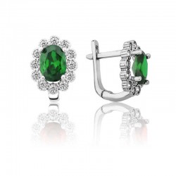 Gümüş Yeşil Çiçek Desenli J Kadın Küpe Gümüş Yeşil Çiçek Desenli J Kadın Küpe