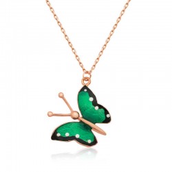 925 Ayar Gümüş Yeşil Kelebek Kolye 925 Ayar Gümüş Yeşil Kelebek Kolye