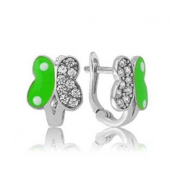 Gümüş Yeşil Kelebek Çocuk Küpe Gümüş Yeşil Kelebek Çocuk Küpe