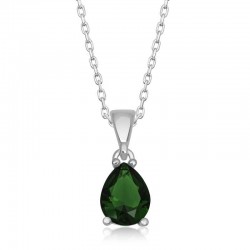 925 Ayar Gümüş Yeşil Kristal Damla Taşlı Kadın Gümüş Kolye 925 Ayar Gümüş Yeşil Kristal Damla Taşlı Kadın Gümüş Kolye