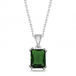 925 Ayar Gümüş Yeşil Kristal Kare Taşlı Kadın Gümüş Kolye 925 Ayar Gümüş Yeşil Kristal Kare Taşlı Kadın Gümüş Kolye