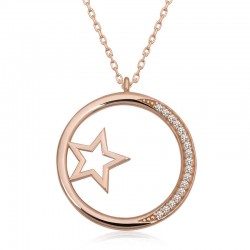 925 Ayar Gümüş Yıldız Detaylı Halka Kadın Gümüş Kolye 925 Ayar Gümüş Yıldız Detaylı Halka Kadın Gümüş Kolye