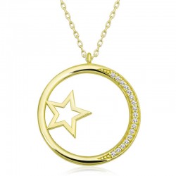 925 Ayar Gümüş Yıldız Detaylı Halka Kadın Gümüş Kolye 925 Ayar Gümüş Yıldız Detaylı Halka Kadın Gümüş Kolye