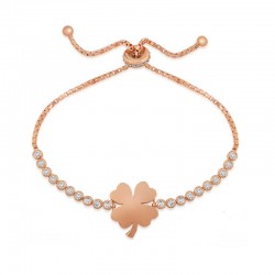 925 Ayar Gümüş Rose Yonca Asansör Bileklik