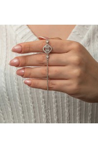 Gümüş Yonca Baget Taşlı Kadın Bileklik