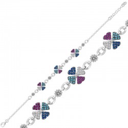 925 Ayar Gümüş Yonca Renkli Bileklik 925 Ayar Gümüş Yonca Renkli Bileklik