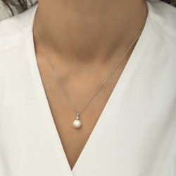 925 Ayar Gümüş Yuvarlak İnci Kadın Gümüş Kolye 925 Ayar Gümüş Yuvarlak İnci Kadın Gümüş Kolye