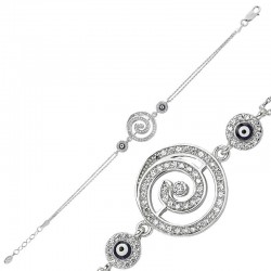 925 Ayar Gümüş Yuvarlak Nazarlı Bileklik 925 Ayar Gümüş Yuvarlak Nazarlı Bileklik