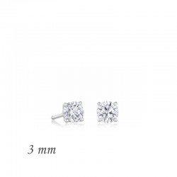 Gümüş Yuvarlak Tek Taş Zirkon Küpe - 3 mm Gümüş Yuvarlak Tek Taş Zirkon Küpe - 3 mm